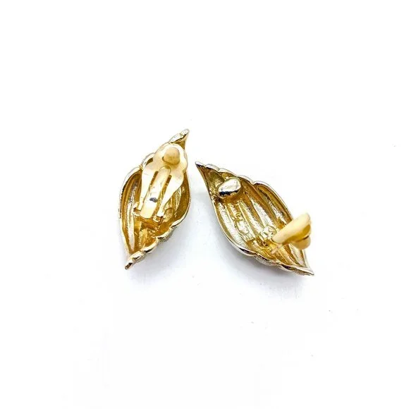 Vintage Frosted Chic Clip On Earrings with Shimmer Gold and Silver Diamond Dust - Picture 5 of 5